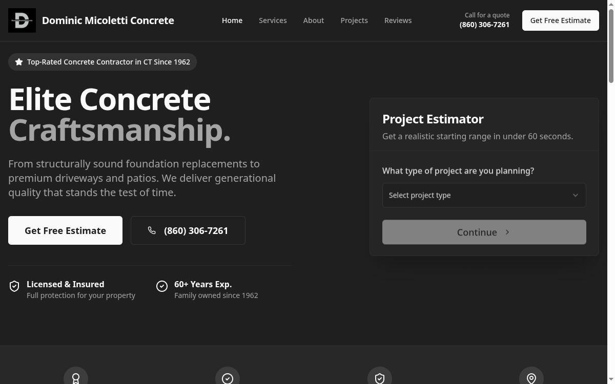 Dominic Micoletti Concrete website